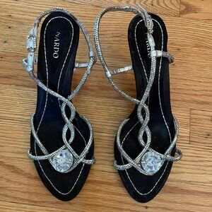 Nardo Sparkly Rhinestone Evening Sandals w/ Crystal Detail (Size 37)
